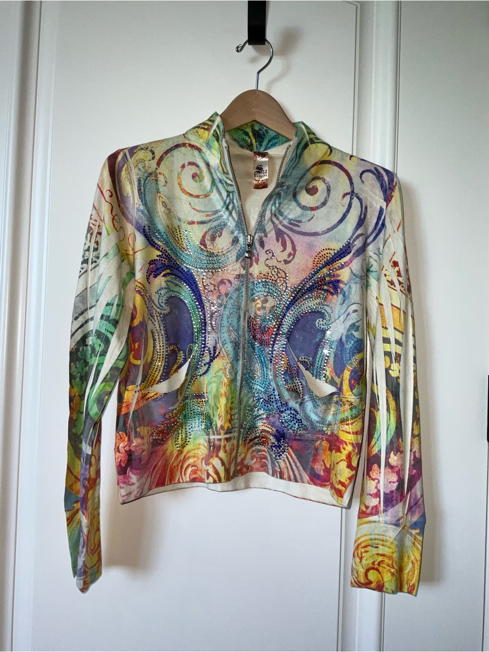 S-Twelve Cream Hoodie with Multicolor Embellished Lining